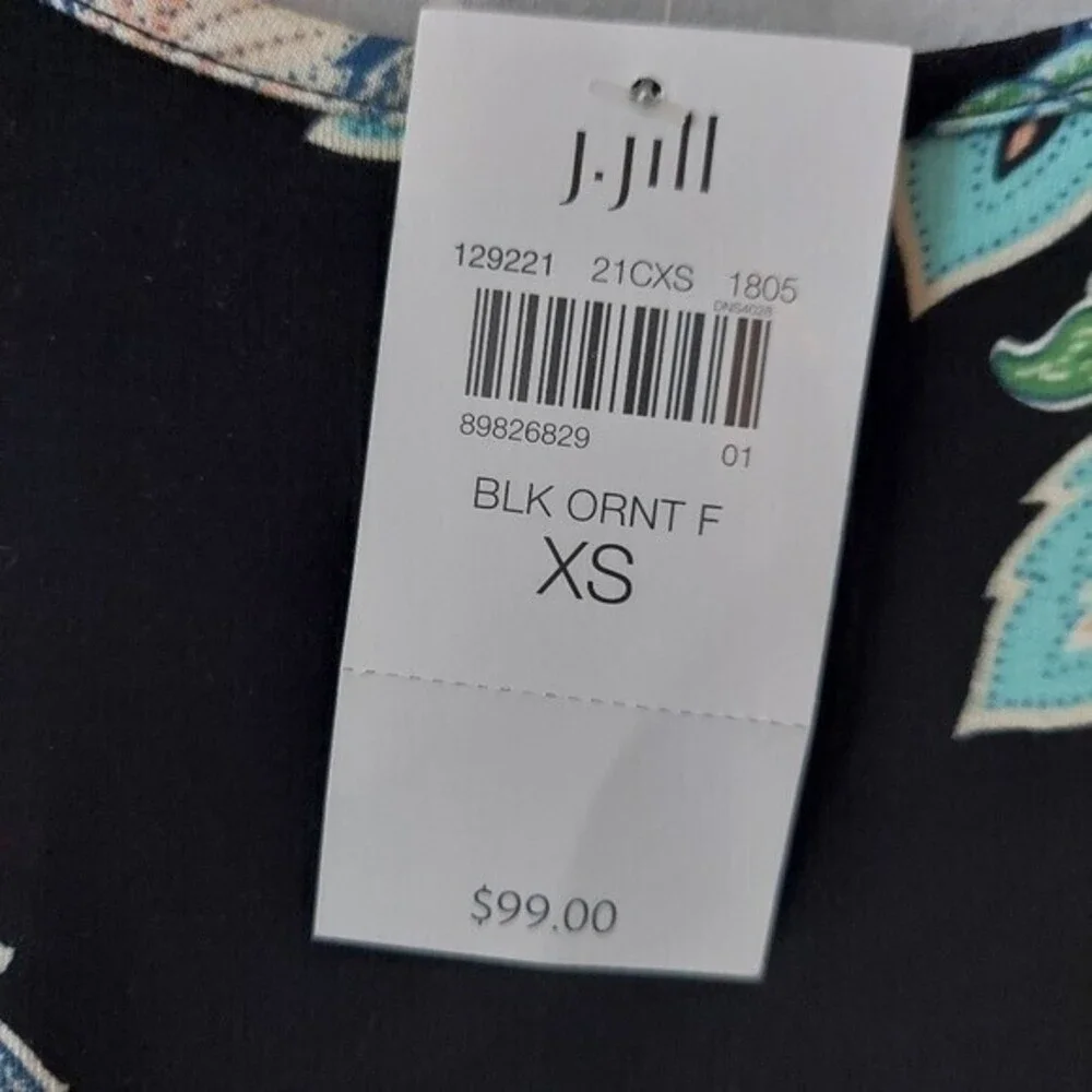 J. Jill Wearever Small Black Short Sleeve Stretchy Floral Shift Dress NEW Sz XS - Picture 4 of 8